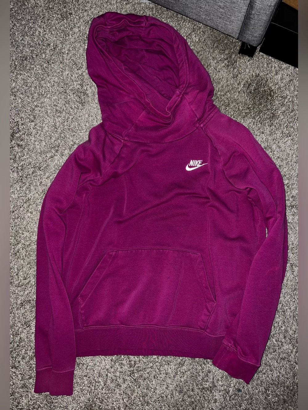 Nike Women's Magenta Hooded Funnel Neck Pullover with White Swoosh